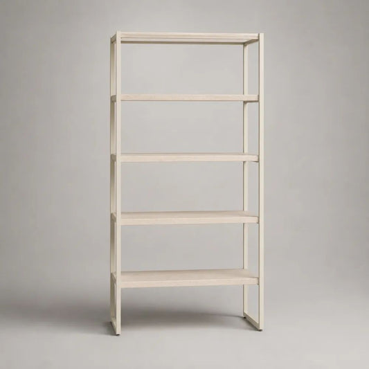 Bibliothèque ouverte rectangulaire à 5 étagères en bois blanc, 180 × 80 × 30 cm