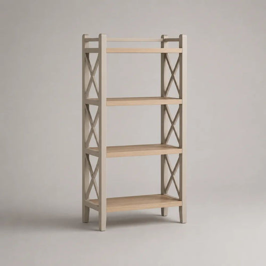 Bibliothèque étagère en bois à 4 niveaux, beige et bois naturel, 70 × 35 × 120 cm